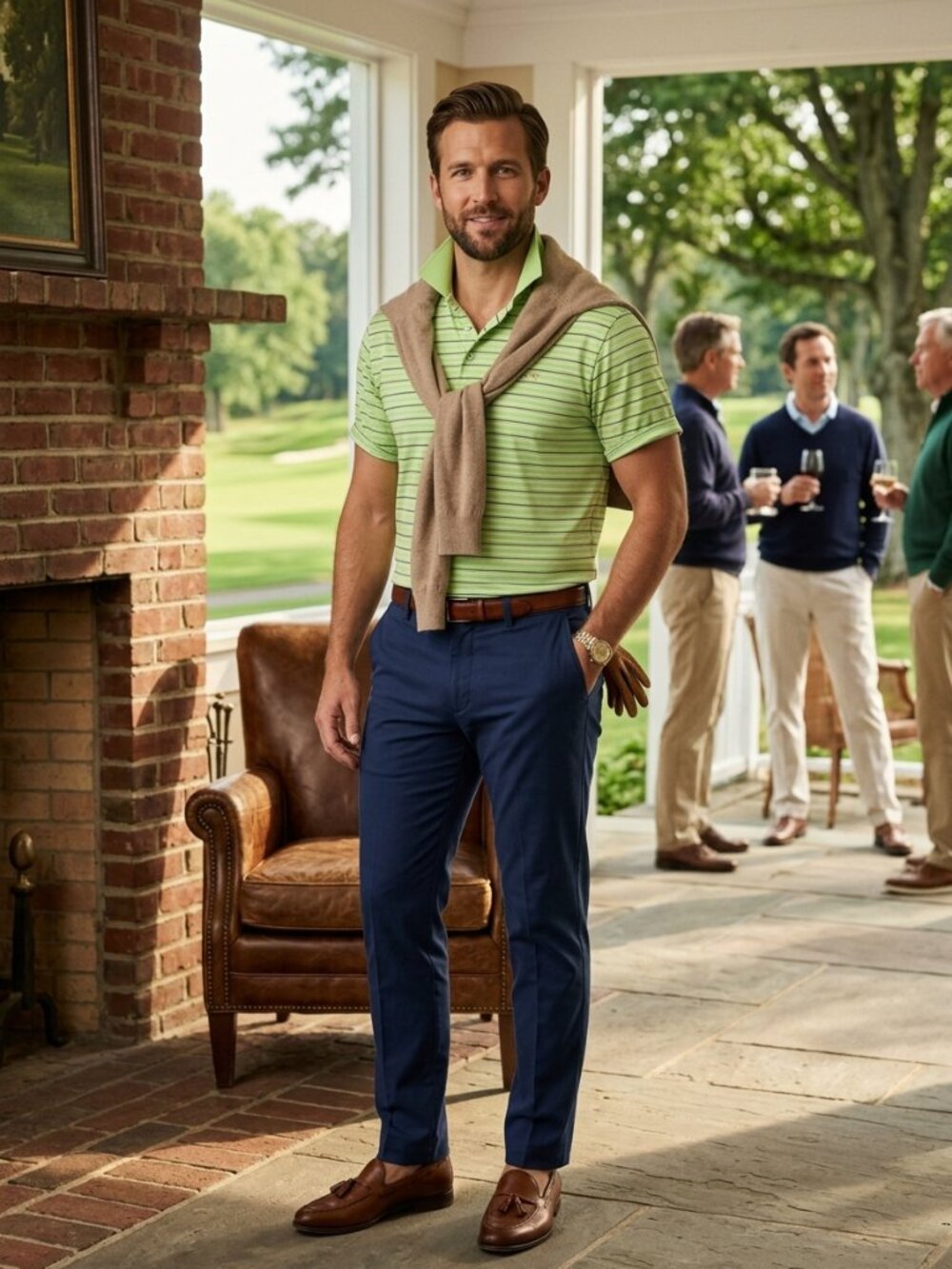 Greg Norman ML75 Play Dry Golf Polo | Mint & Blue Stripe